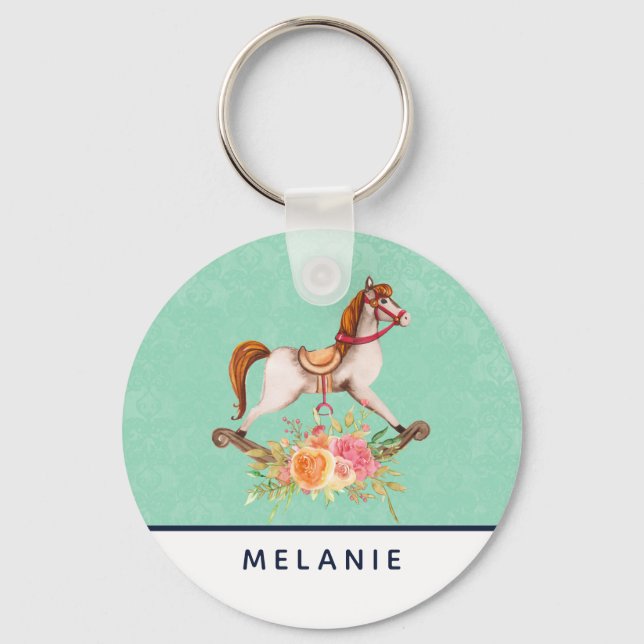 Llavero Caballo rocoso vintage con Bouquet floral (Anverso)