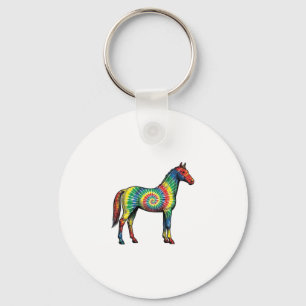Llavero Caballo Tie Dye Grabado Antiguo Arte Vectorial