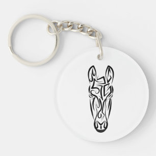 Llavero Caballo tribal blanco y negro