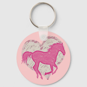 Llavero Caballo y corazón rosados