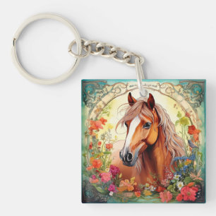 Llavero Caballo y flores silvestres