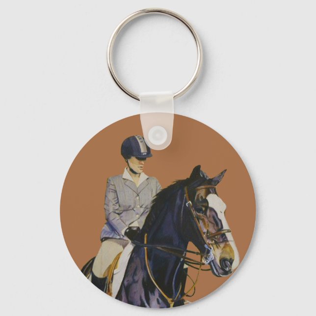 Llavero Caballo y jinete en Horseshow Round Keychain (Anverso)