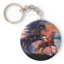 Caballos de acuarela de cielo infinito