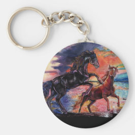 Llavero Caballos de acuarela de cielo infinito