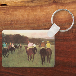 Llavero Caballos de carreras en Longchamp por Edgar Degas