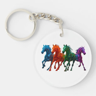 Llavero Caballos de vidrio vibrantes - arte de caballos br