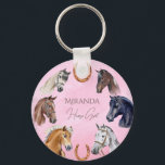 Llavero Caballos ecuestres elegantes fiestas de cumpleaños<br><div class="desc">La fiesta de cumpleaños con temática de caballo favorece a los caballos equestrianos y elegantes regalos de cumpleaños - keychain personalizado,  hermosos retratos de caballos pintados a mano de acuarela para acercarse al fiesta con temática de caballo,  usted puede personalizar para cada niño un regalo especial de cumpleaños.</div>