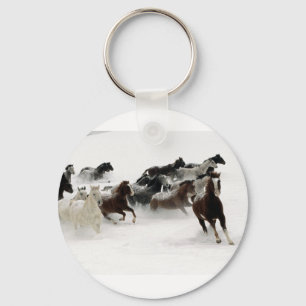 Llavero Caballos en la nieve