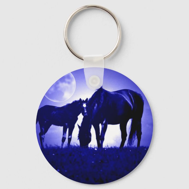 Llavero Caballos en Noche Azul (Anverso)