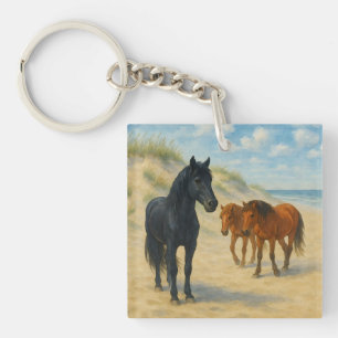Llavero Caballos Salvajes de Corolla North Carolina Acuare