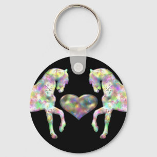 Llavero Caballos y corazón hermosos del arco iris