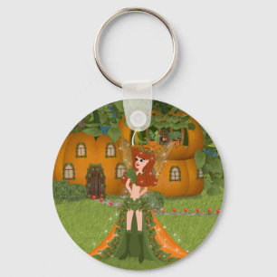 Llavero Cabaña de calabaza de calabaza de hadas de otoño