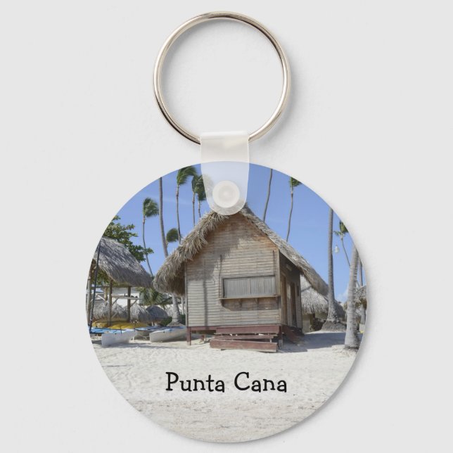 Llavero cabaña de césped en una playa tropical (Anverso)
