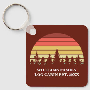 Llavero Cabaña de Lago de Puesta de Sol Roja Personalizada
