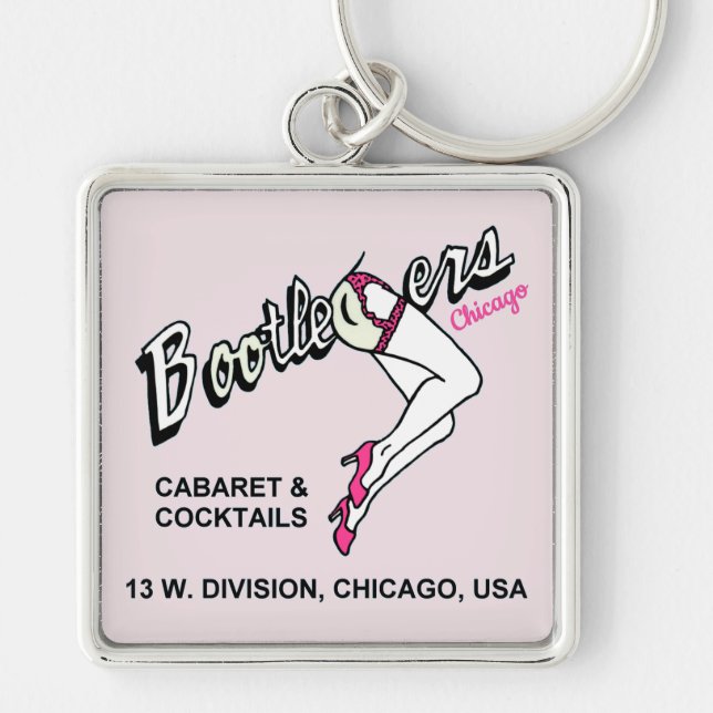 Llavero Cabaret de Bootleggers y cócteles, Chicago, IL (Frente)