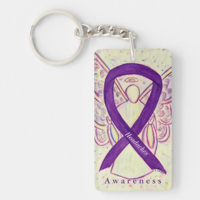 Llavero Cabeceras Angel Purple Awareness Ribbon Keychain (Frente)