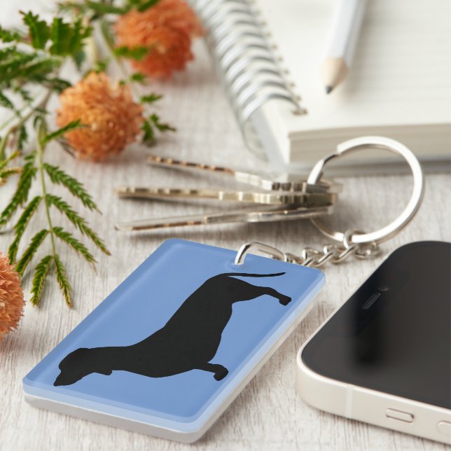 Llavero Cabello corto de Dachshund - Silhouette 1 (Frente Derecha)