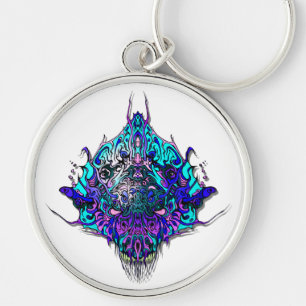 Llavero Cabeza alienígena - azul y púrpura