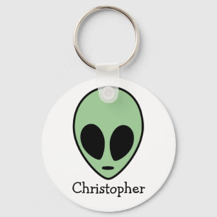 Llavero Cabeza alienígena Verde Personalizada