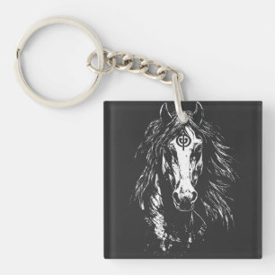 Llavero Cabeza de Caballo Blanco y Negro – Elegante Equita