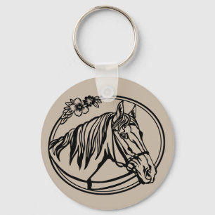Llavero Cabeza de caballo con flores