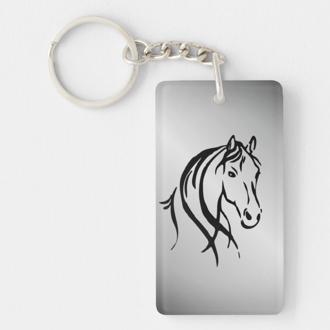 Llavero Cabeza de caballo en plata (Frente)