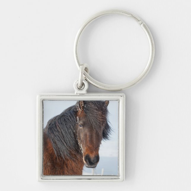 Llavero Cabeza de caballo islandés real (Frente)