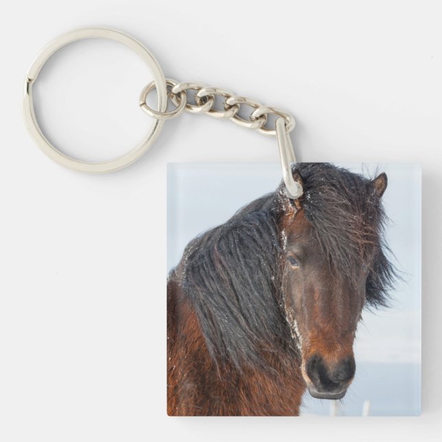 Llavero Cabeza de caballo islandés real (Frente)