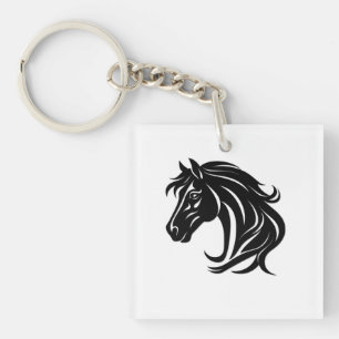 Llavero Cabeza de caballo negro magnífico