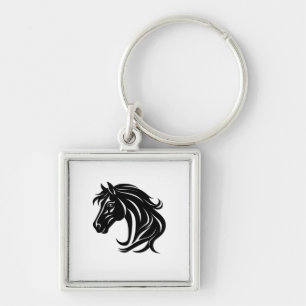 Llavero Cabeza de caballo negro magnífico