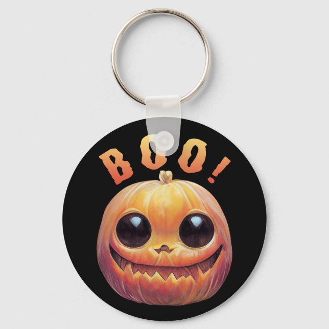 Llavero Cabeza de calabaza de Halloween rindiendo boo (Anverso)