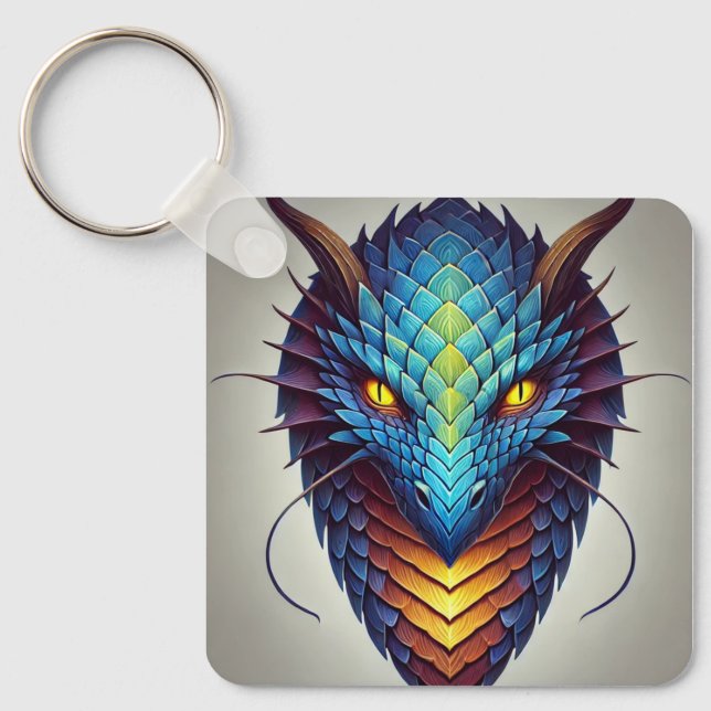 Llavero Cabeza de dragón azul (Anverso)