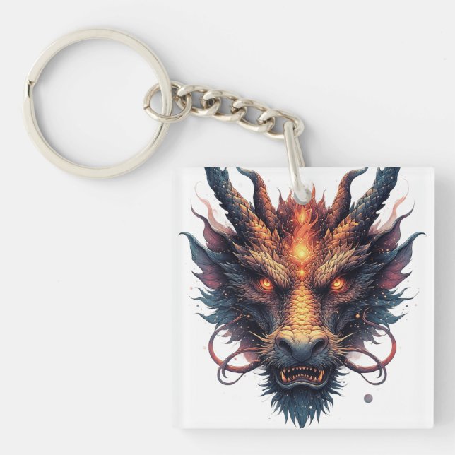 Llavero Cabeza de Dragón con Ojos Fierces (Frente)