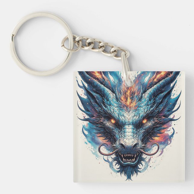 Llavero Cabeza de Dragón con Ojos Fieros (Frente)