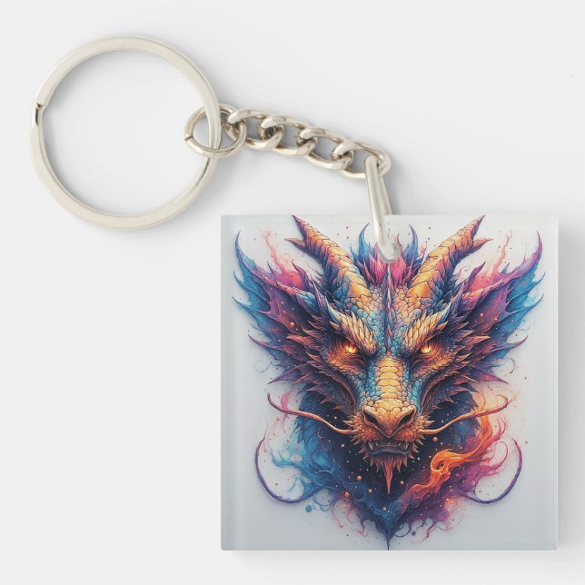 Llavero Cabeza de Dragón con Ojos Fieros (Frente)