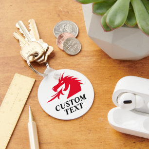 Llavero Cabeza de dragón rojo escupiendo llamas personaliz