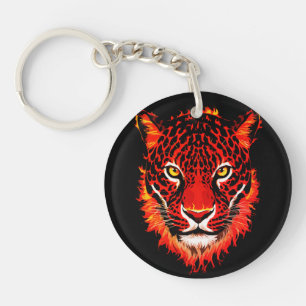 Llavero Cabeza de Leopardo Rojo Flamígero