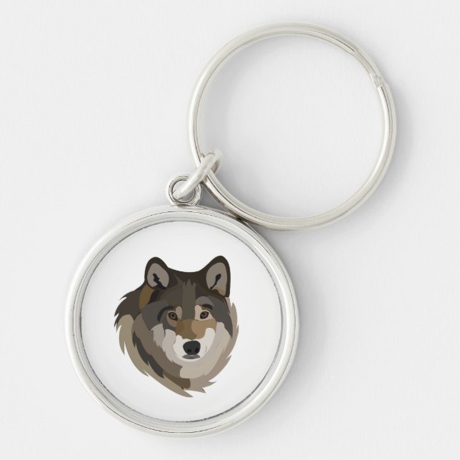 Llavero Cabeza de Lobo Animal Gris Lobo Salvaje (Frente)