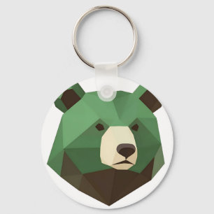 Llavero Cabeza de Oso Geométrico Low Poly
