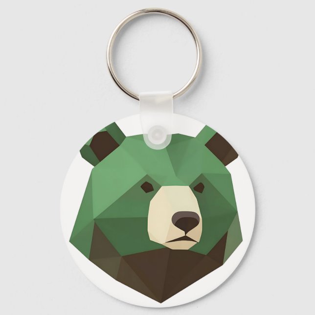 Llavero Cabeza de Oso Geométrico Low Poly (Anverso)