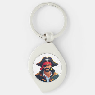 Llavero Cabeza de pirata con sombrero marinero y parche en