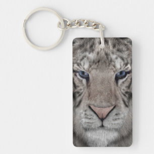 Llavero Cabeza de Tigre Blanco Estética de Vida Silvestre