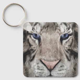 Llavero Cabeza de Tigre Blanco Estética de Vida Silvestre