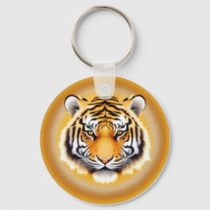 Llavero Cabeza de Tigre enmarcada con aura dorada brillant