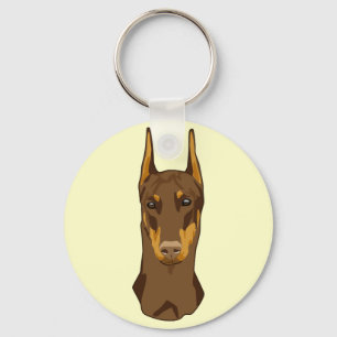 Llavero Cabeza del Doberman, roja