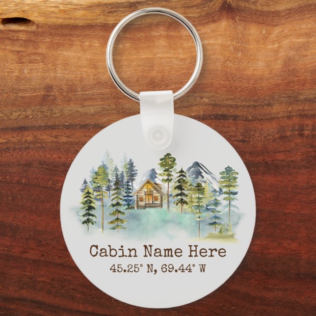 Llavero Cabin Rústico Coordenadas Personalizadas Pinery Mo (Anverso)