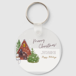 Llavero Cabina de Invierno y Snowman Navidades de acuare