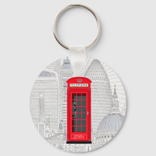 Llavero Cabina de teléfono roja de Londres con nombre pers