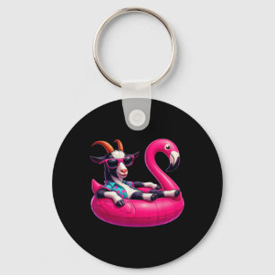 Llavero Cabra divertida de verano rosa fiesta de piscina h