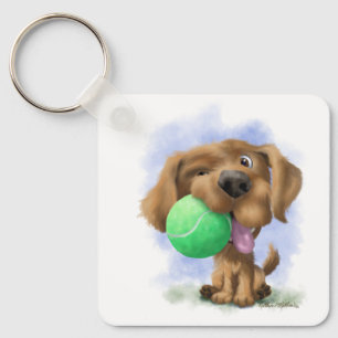 Llavero Cachorro Adorable Con Pelota De Tenis Dibujo Anima